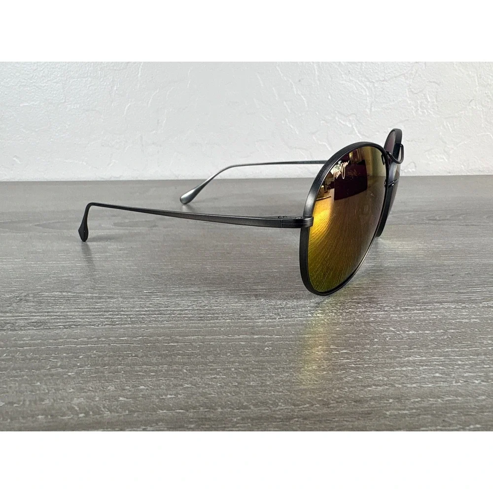 Maui Jim MJ547-14 Round Aviator Sunglasses Gunmetal Titanium Pink Mirror Polariz